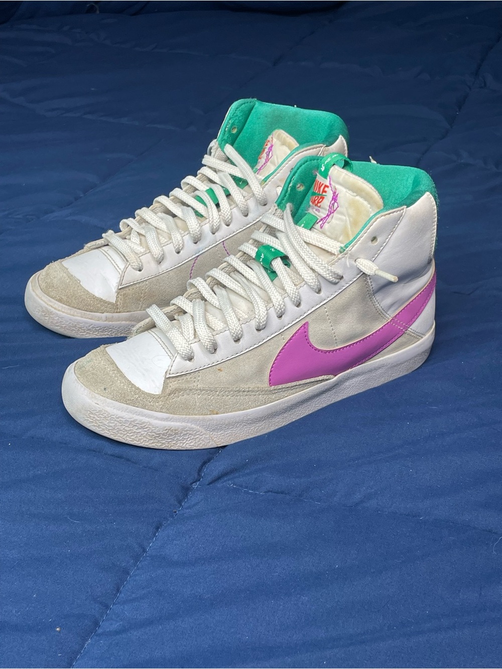 Nike Blazer Mid 77 (GS) RARE Dance White Fuchsia Dream Sneaker Shoes Size US 6Y